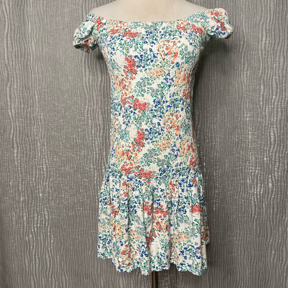 Sim & Sam smocked floral off shoulder dress